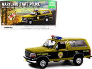 1996 FORD BRONCO MARYLAND STATE POLICE TROOPER BLOODHOUND SEARCH TEAM K9 PATROL 1/18 SCALE DIECAST CAR MODEL BY GREENLIGHT 19113