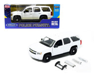 2008 CHEVROLET TAHOE POLICE VERSION PLAIN WHITE 1/24 SCALE DIECAST CAR MODEL BY WELLY 22509