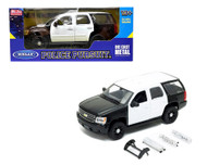 2008 CHEVROLET TAHOE POLICE VERSION PLAIN BLACK & WHITE 1/24 SCALE DIECAST CAR MODEL BY WELLY 22509
