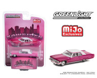1963 CADILLAC COUPE DEVILLE PINK WITH WHITE TOP LOWRIDER 4800 MADE EXCLUSIVE 1/64 SCALE DIECAST CAR MODEL BY GREENLIGHT 51466