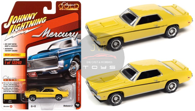 Johnny Lightning MUSCLE CARS USA diecast 1/64 scale with collector coin red paint 1969 Mercury Cougar Eliminator 