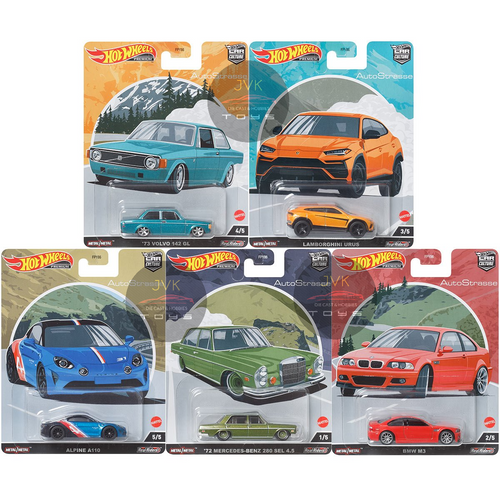 AUTO STRASSE 2022 CAR CULTURE P CASE SET OF 5 1/64 SCALE DIECAST CAR MODEL BY HOT WHEELS FPY86-957P