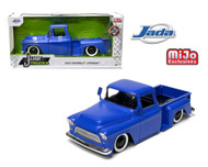 1955 CHEVROLET STEPSIDE PICKUP TRUCK BLUE 1/24 SCALE DIECAST CAR MODEL BY JADA TOYS 34295