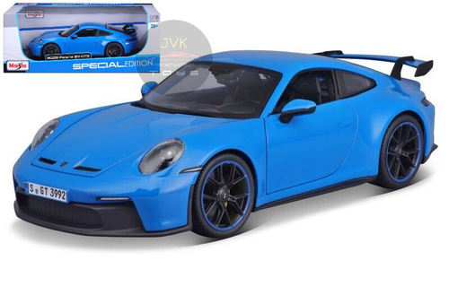 2022 PORSCHE 911 GT3 BLUE 1/18 SCALE DIECAST CAR MODEL BY MAISTO 31458

