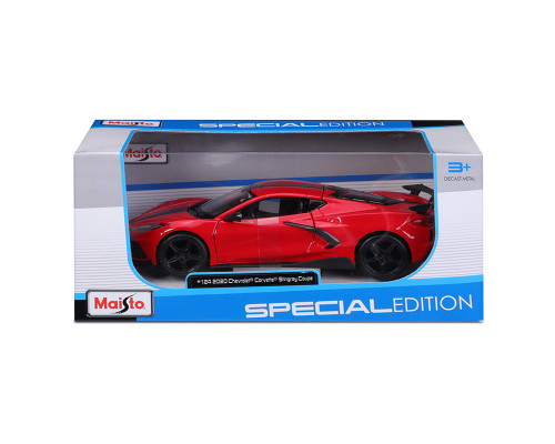 2020 CHEVROLET CORVETTE STINGRAY COUPE RED 1/24 SCALE DIECAST CAR MODEL BY MAISTO 31534