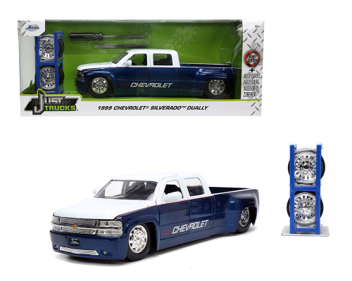 1999 CHEVROLET SILVERADO DUALLY PICKUP TRUCK WITH EXTRA WHEELS 1/24 SCALE DIECAST CAR MODEL BY JADA TOYS 33026

