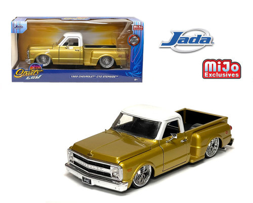 1969 CHEVROLET C10 STEPSIDE PICKUP TRUCK GOLD LOWRIDER 1/24 SCALE DIECAST CAR MODEL BY JADA TOYS 34304