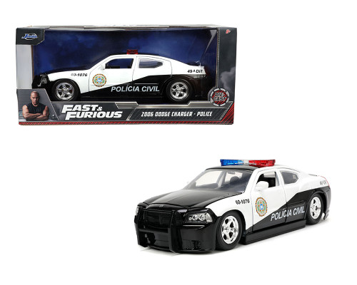 2006 DODGE CHARGER POLICE FAST & FURIOUS 1/24 SCALE DIECAST CAR MODEL BY JADA TOYS 33665
