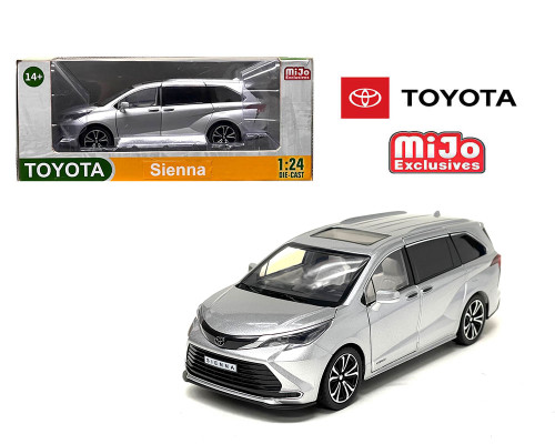 TOYOTA SIENNA MINI VAN SILVER WITH OPENINGS 1/24 SCALE DIECAST CAR MODEL USA EXCLUSIVE