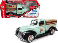 1940 FORD PICKUP LIGHT GREEN & MR MONOPOLY FIGURE 1/18 SCALE DIECAST CAR MODEL BY AUTO WORLD AWSS138