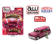 1957 CHEVROLET SUBURBAN LOWRIDER WITH FIGURE 1/64 SCALE DIECAST CAR MODEL BY AUTO WORLD CP8021