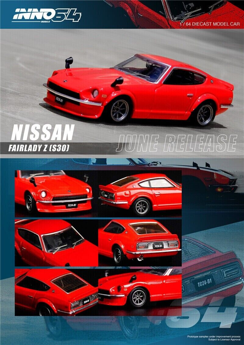 NISSAN FAIRLADY Z 240Z S30 RED 1/64 SCALE DIECAST CAR MODEL BY