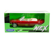 1963 CHEVROLET IMPALA CONVERTIBLE RED WHITE INTERIOR 1/24 SCALE DIECAST CAR MODEL BY WELLY 22434