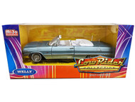 1963 CHEVROLET IMPALA SS CONVERTIBLE BLUE LOWRIDER 1/24 SCALE DIECAST CAR MODEL BY WELLY 22434
