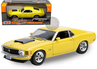 1970 FORD MUSTANG BOSS 429 YELLOW 1/24 SCALE DIECAST CAR MODEL BY MOTOR MAX 73303