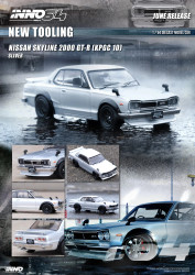 NISSAN SKYLINE 2000 GT-R KPGC10 SILVER 1/64 SCALE DIECAST CAR MODEL BY INNO INNO64 IN64-KPGC10-SIL