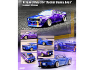 NISSAN SILVIA S14 RHD BLUE & PURPLE TOMONORI IDEKAWAS ROCKET BUNNY BOSS 1/64 SCALE DIECAST CAR MODEL BY INNO INNO64 IN64-S14B-TOMOSAN