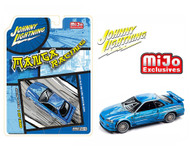 1999 NISSAN SKYLINE GT-R R34 BLUE MANGA RACING EXCLUSIVE 3600 MADE 1/64 SCALE DIECAST CAR MODEL BY JOHNNY LIGHTNING JLCP7455