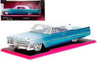 1963 CADILLAC COUPE DEVILLE BLUE & WHITE PINK SLIPS 1/24 SCALE DIECAST CAR MODEL BY JADA TOYS 34897