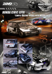 HONDA CIVIC EF9 TEMPLE RACING OSAKA AUTO MESSE 2023 1/64 SCALE DIECAST CAR MODEL BY INNO64 INNO IN64-EF9-JDM15