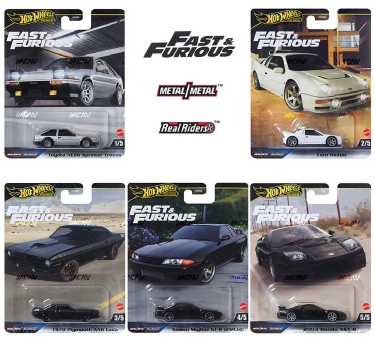 Hot Wheels 1:64 Fast & Furious 2023 B Set Of 5 Cars