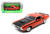 1970 Dodge Challenger T/A Orange 1/24 Scale Diecast Car Model By Welly 24029