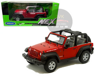 JEEP WRANGLER RUBICON CONVERTIBLE RED 1/24 SCALE DIECAST CAR MODEL BY WELLY 22489