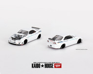 NISSAN SKYLINE GT-R R33 GREDDY GR33 V1 WHITE 1/64 SCALE DIECAST CAR MODEL BY MINI GT KAIDO HOUSE KHMG113