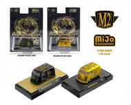 1960 VOLKSWAGEN DELIVERY VAN BLACK & GOLD SET OF 2 2024 YEAR OF THE DRAGON 2024 PIECES MADE OF EACH COLOR 1/64 SCALE DIECAST CAR MODEL BY M2 MACHINES 31500-MJS65