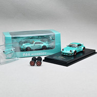 PORSCHE RWB 964 GREEN REMOVABLE TAIL WITH EXTRA TAIL & SET OF WHEELS 1/64 SCALE DIECAST CAR MODEL BY CM MODELS CMPORGN