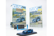 NISSAN SKYLINE GT-R R34 FULL CHROME BLUE CARBON FIBER WITH USA MAGAZINE ENGLISH CLDC 1/64 SCALE DIECAST CAR MODEL BY INNO INNO64 INCLDCEN