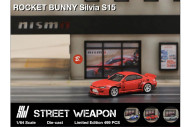 NISSAN SILVIA S15 ROCKET BUNNY RED 499 MADE 1/64 SCALE DIECAST CAR MODEL BY STREET WEAPON WARRIOR SWS15RD