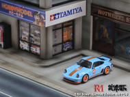 PORSCHE SINGER TURBO STUDY 930 GULF LIVERY WITH HOOD OPENING 1/64 SCALE DIECAST CAR MODEL BY RHINO MODELS RMPORSIN