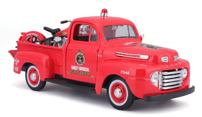 1948 Ford F-1 Fire Truck With 1936 El Knucklehead Motorcycle Maisto 32191 1/24 for sale online 