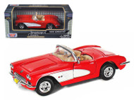 1959 Chevrolet Corvette Convertible Red 1/24 Scale Diecast Car Model By Motor Max 73216