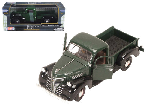 1941 Plymouth Pickup Truck Black & Green 1/24 Scale Diecast Model By Motor Max 73278