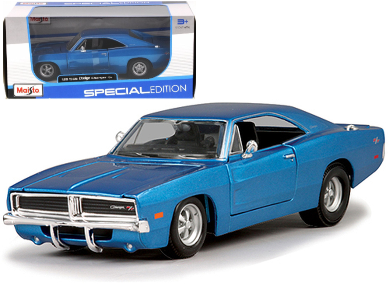 Maisto 1:24 Scale 1969 Dodge Charger R/T Blue Diecast Model Toy Car 31256 