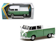 Volkswagen Type 2 T1 Double Cab Pickup Truck Green 1/24 Scale Diecast Model By Motor Max 79343