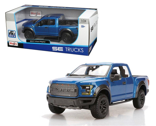 2017 Ford Raptor Truck Blue 1/24 Scale Diecast Car Model By Maisto 31266