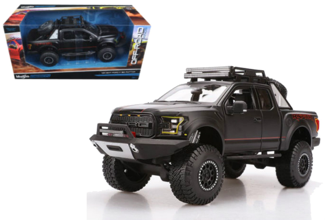 Details about   Ford 2017 F-150 Raptor Pickup Truck Matt Black Off Road Kings 1/24 by Maisto