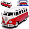 VOLKSWAGEN SAMBA BUS RED 1/25 SCALE DIECAST CAR MODEL BY MAISTO 31956