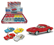 1963 Chevy Corvette Stingray Toy Car Box Of 12 Pull Back 5" 1/36 Scale By Kinsmart KT5358