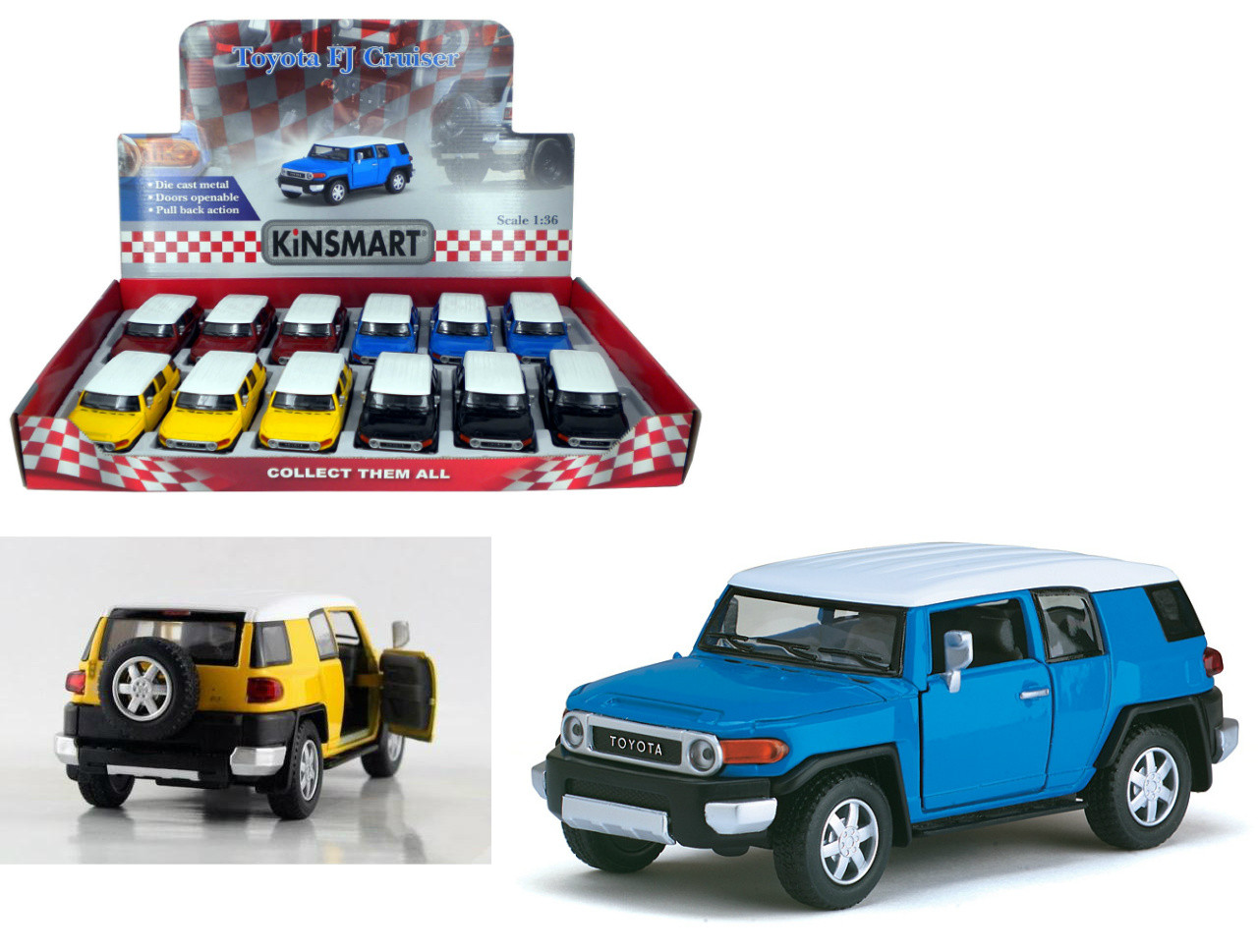 Toyota Fj Cruiser Toy Car Box Of 12 Pull Back 5 1 36 Scale By