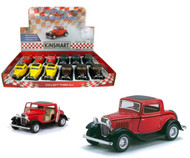 1932 Ford 3 Window Coupe Toy Car Box Of 12 Pull Back 5" 1/34 Scale By Kinsmart KT5332