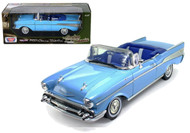 1957 Chevrolet Bel Air Convertible Blue 1/18 Scale Diecast Car Model By Motor Max 73175
