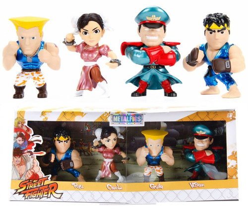 STREET FIGHTER ANIME EXPO LIMITED EDITION TO 300 PIECES CHUN LI GUILE BISON RYU 4" DIECAST METALS BY JADA TOYS 