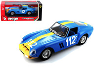Ferrari 250 GTO Blue #112 1/24 Scale Diecast Car Model By Bburago 26305