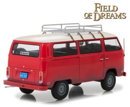 1973 Volkswagen Bus Type 2 T2B Red Field of Dreams 1/24 Scale Diecast Model  By Greenlight 84034