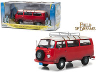 1973 Volkswagen Bus Type 2 T2B Red Field of Dreams 1/24 Scale Diecast Model By Greenlight 84034