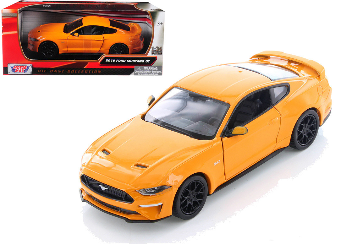 2018 Ford Mustang GT Orange 1/24 Scale Diecast Model By Motor Max 79352